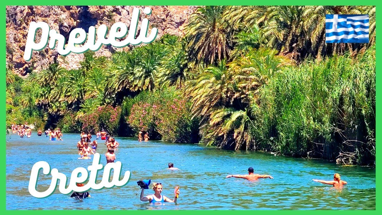 (4K) Creta - Preveli (Grecia) - Padure de Palmieri - Rau apa dulce langa mare - Drumul catre plaja