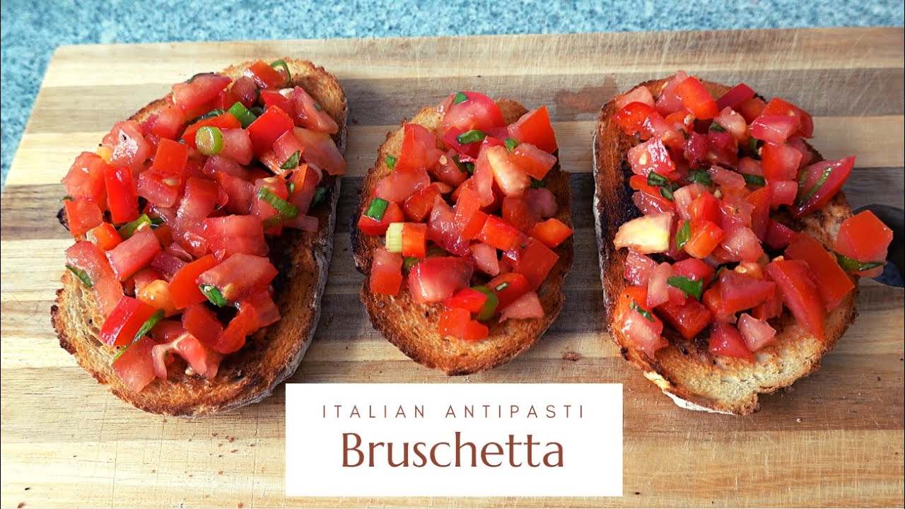 Bruschetta with Tomato and Basil - Italian Antipasti