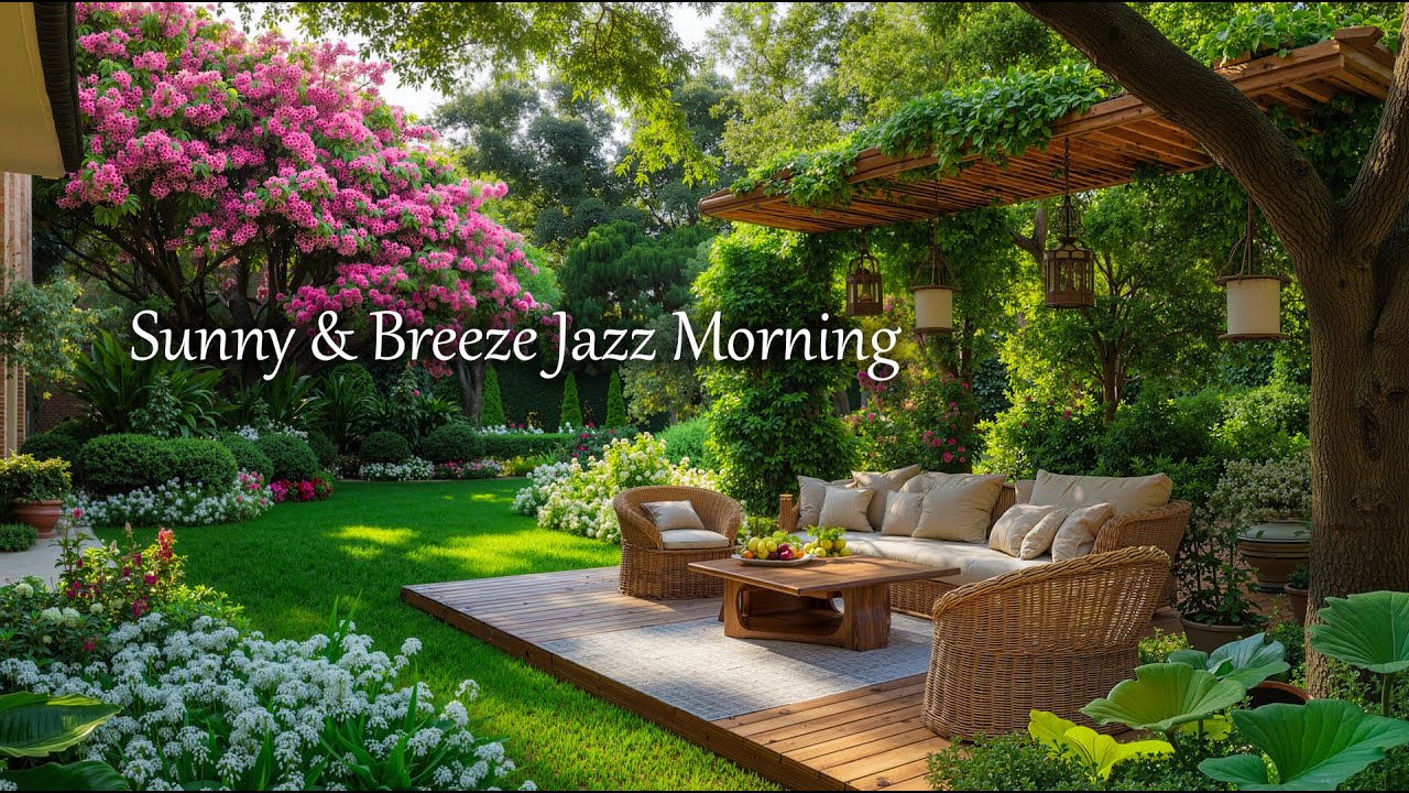 Bright Morning  in a Sunny Green Garden 🎷 Soft  Jazz & Outdoor Nature Sounds for Calm Focus