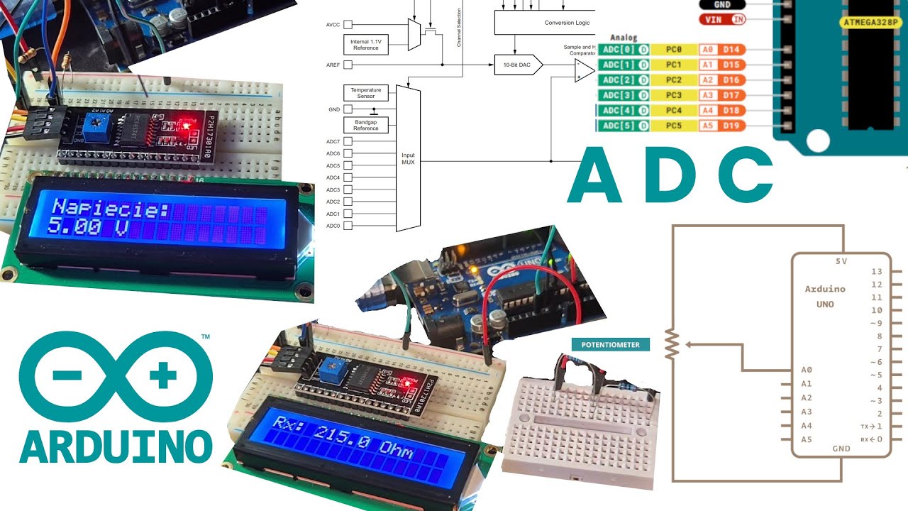 ADC ARDUINO - pomiar napięcia, rezystancji | analogRead Serial Plotter, LCD sygnał analogowy cyfrowy