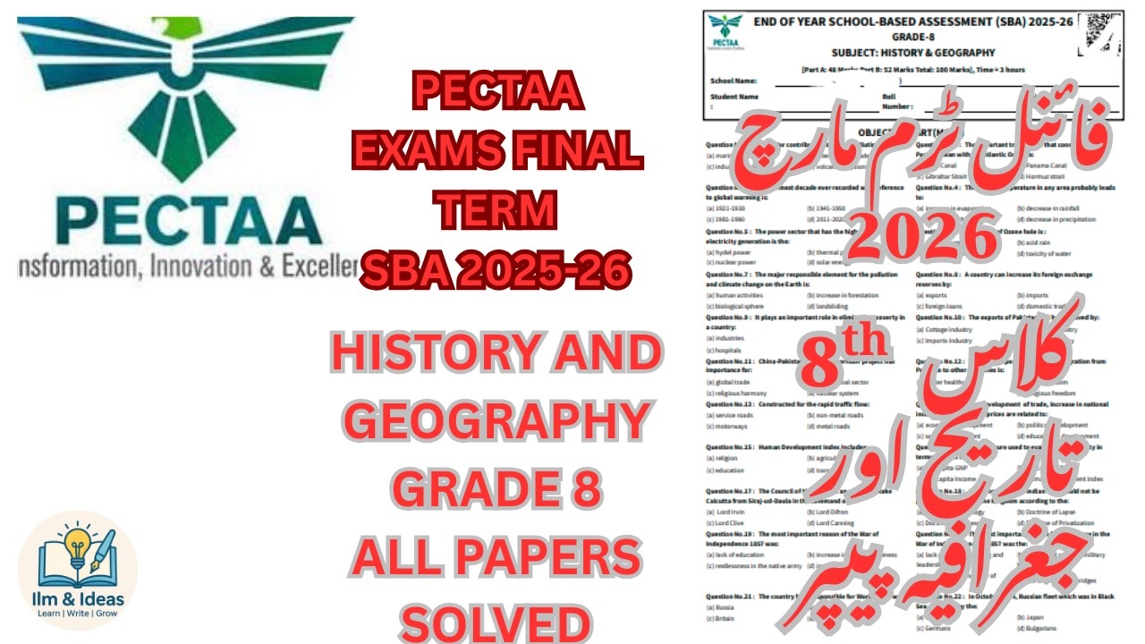 GRADE 8 HISTOY AND GEOGRAPHY PAPER PECTAA SBA END OF YEAR/ FINAL TERM 2025-26