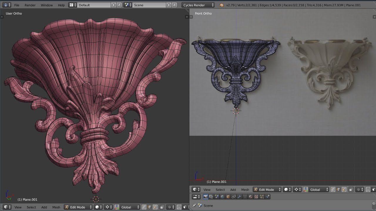 Blender Decor modeling - console lamp