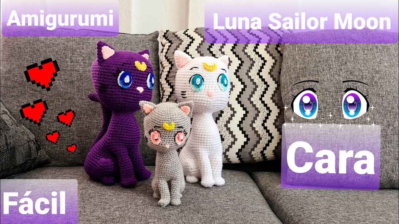 Amigurumi de Luna de Sailor Moon Fácil: Cara (4/4)
