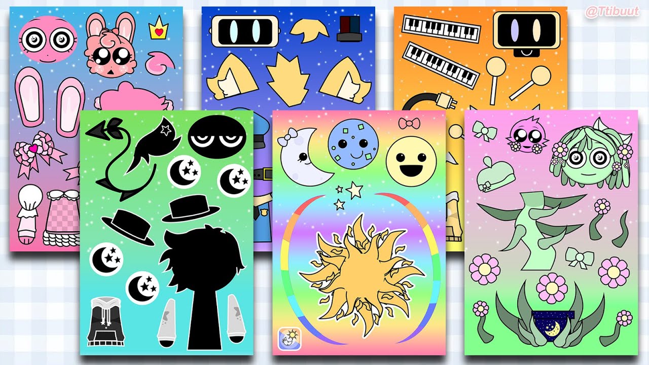 Sprunki Night Time Phase3 New Updated Sticker Book DIY 🌞🌝 스프런키 나이트타임 3단계 업데이트 스티커Asmr