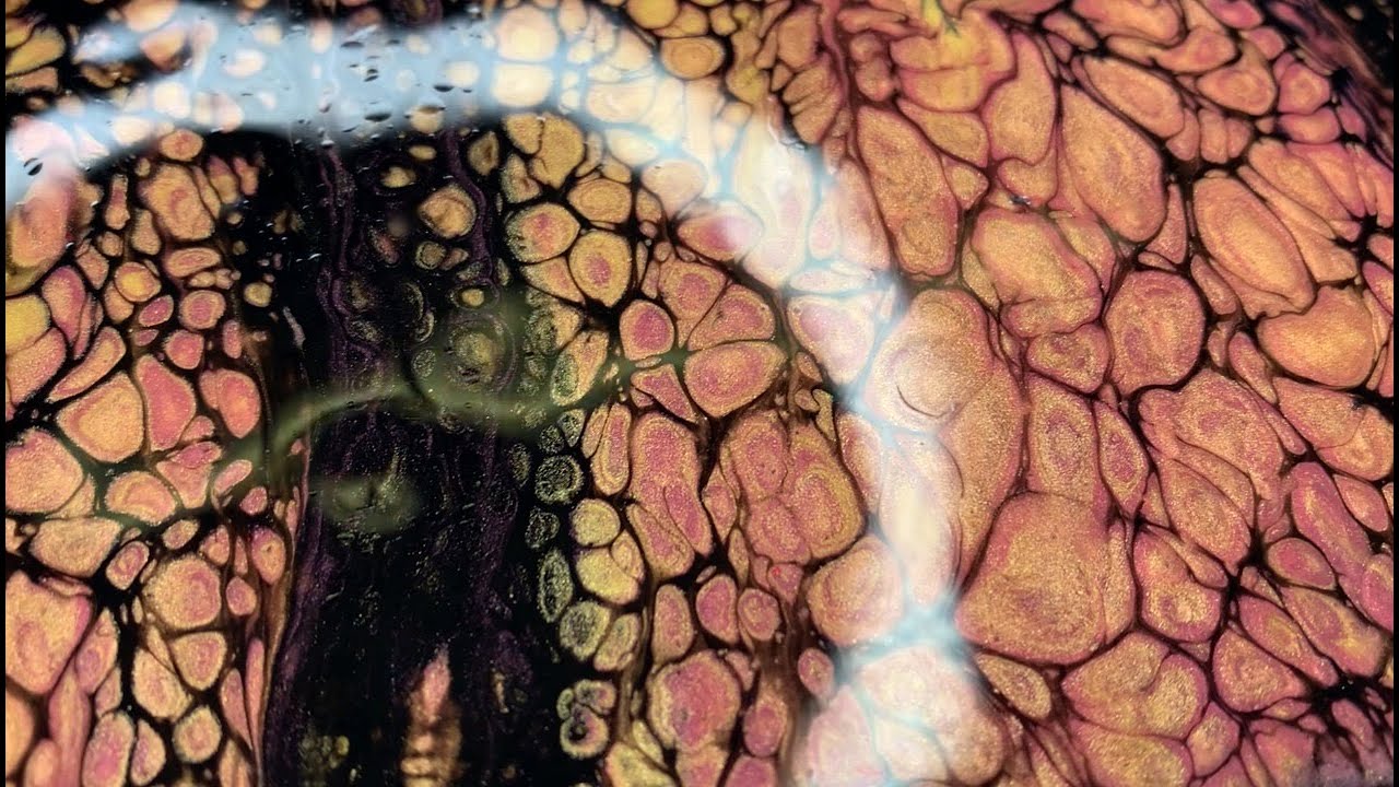 (2) ACRYLIC POUR / SWIPE WITH METALLIC WINE RED ON BLACK BACKGROUND COLOURPOPS