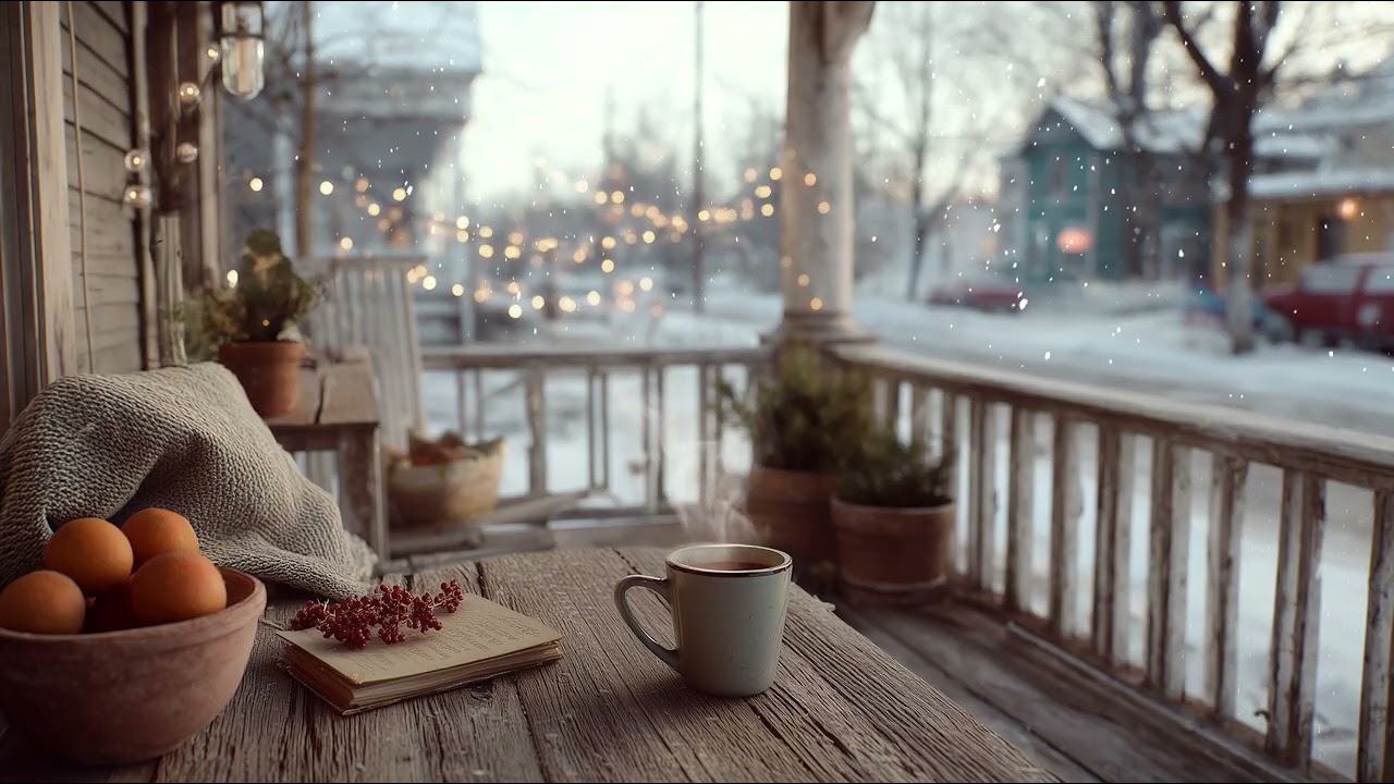 Quiet Winter Porch ☕ Cozy Piano & Guitar for Deep Relaxation