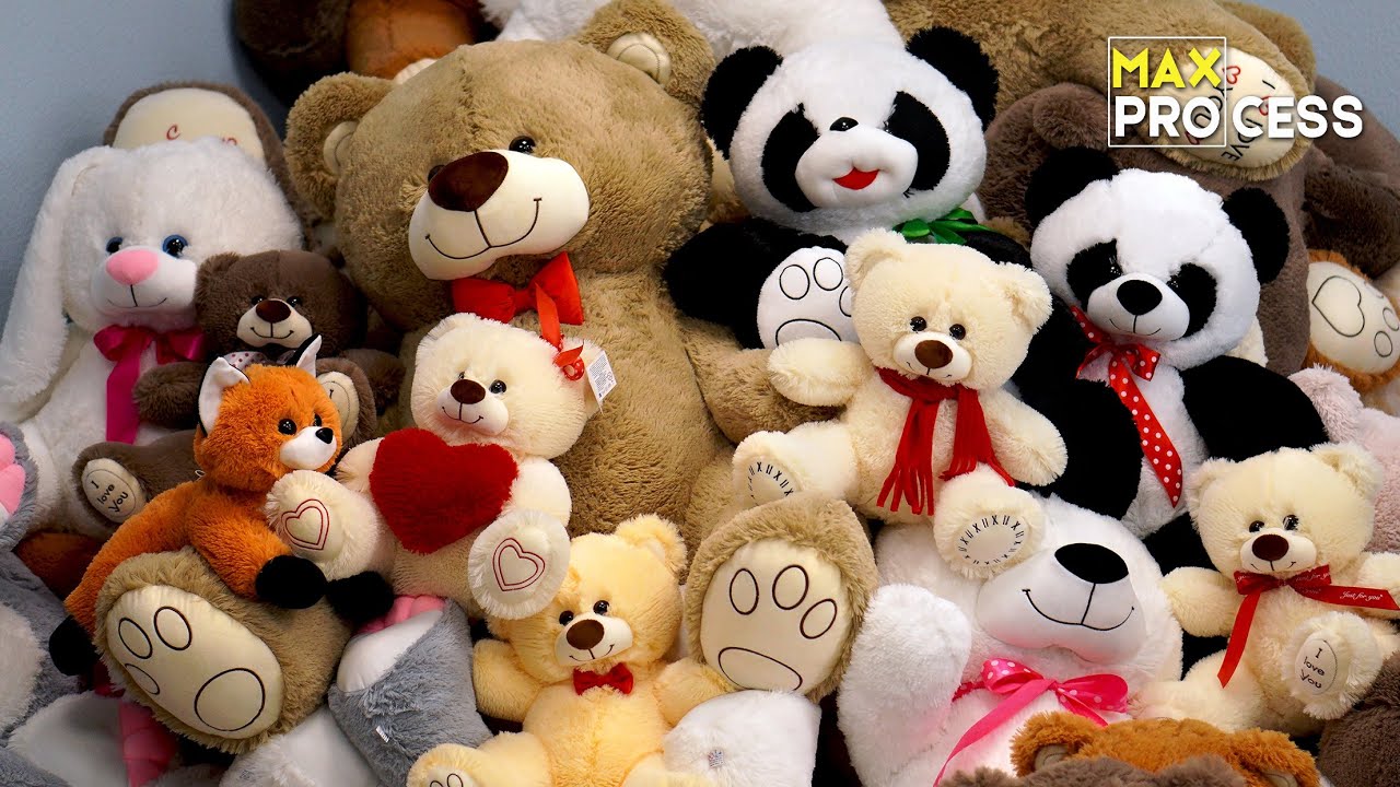 See the process of mass production of handmade plush toys at the factory