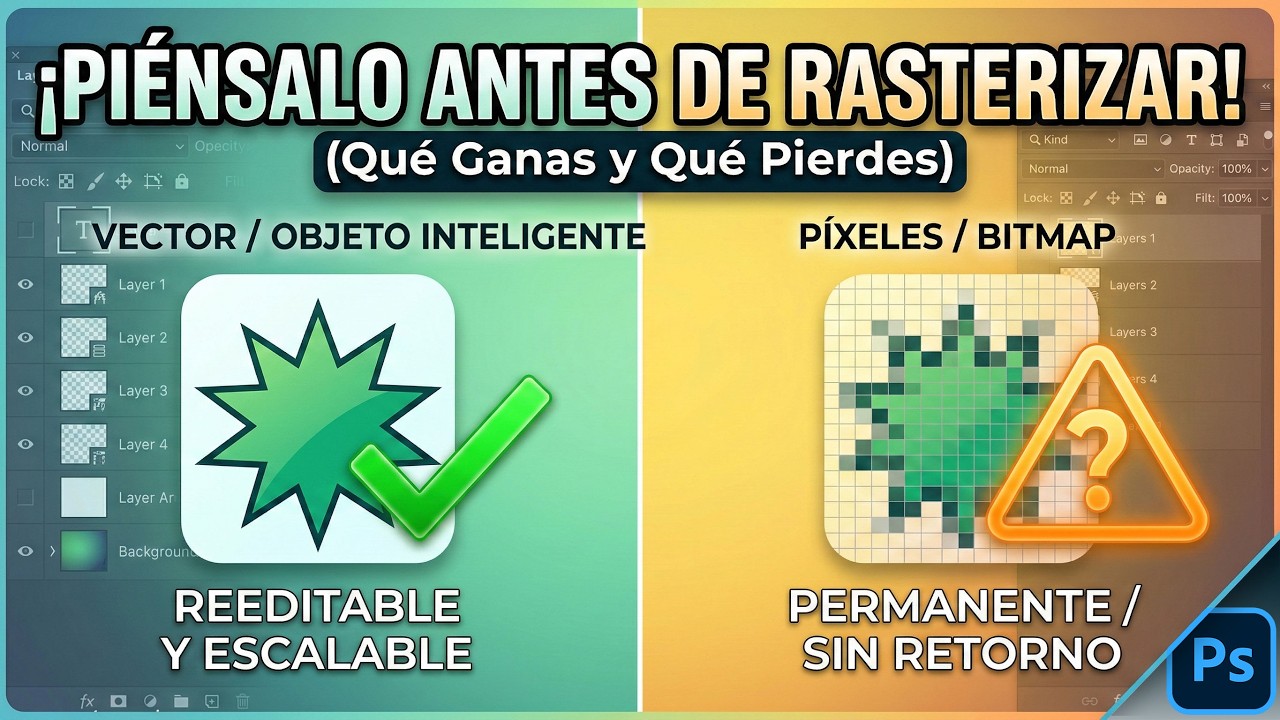 Qué es RASTERIZAR en Photoshop y cuándo debes hacerlo (Guía Fácil)