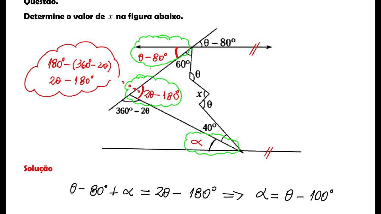 Exercícios Resolvidos : Ângulos - Exercício 1 - Avançado
