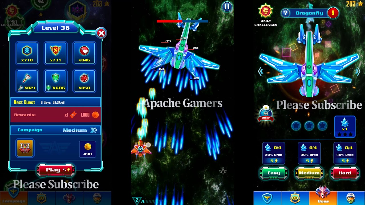 Galaxy Attack: Alien Shooter | Campaign Level 36 | Boss 9 Dragon Fly | New Update By Apache Gamers