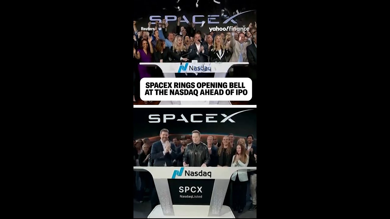 SpaceX rings the opening bell at the Nasdaq ahead of its IPO. 🔔🚀