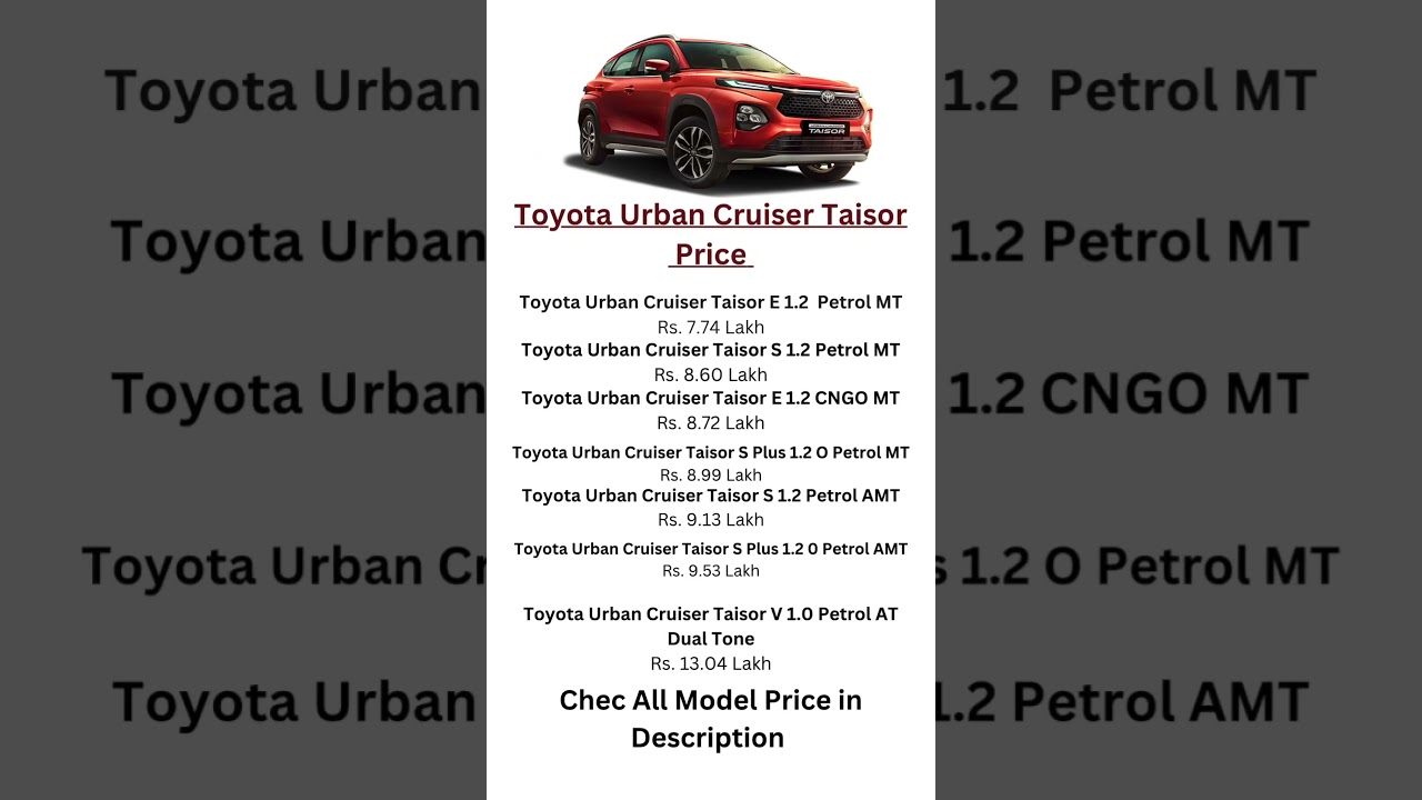 toyota urban cruiser taisor price