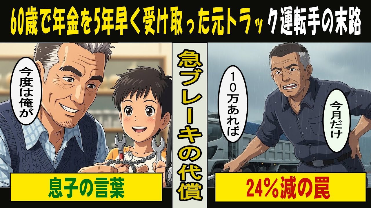 【漫画】60歳で年金を5年早く受け取った元トラック運転手の末路…障害年金すら失って全てを後悔した理由
