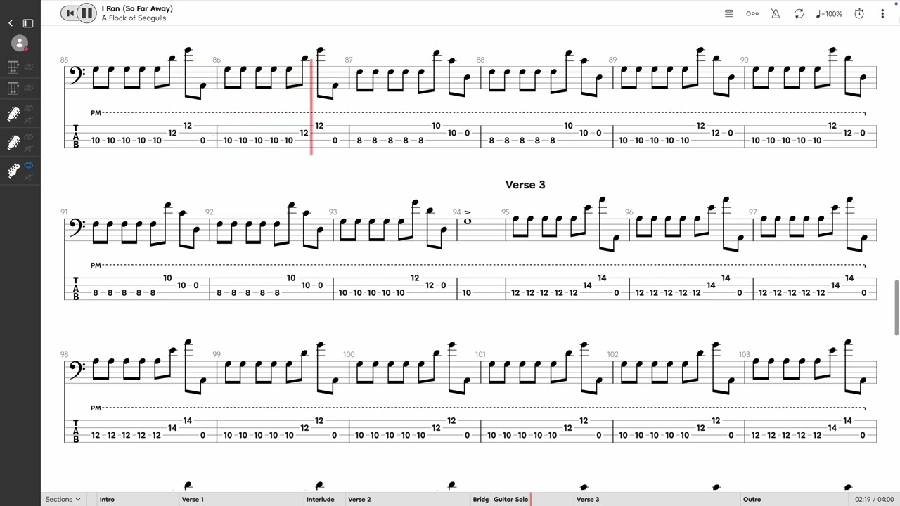 A Flock Of Seagulls - I Ran (So Far Away) (BASS TAB PLAY ALONG)