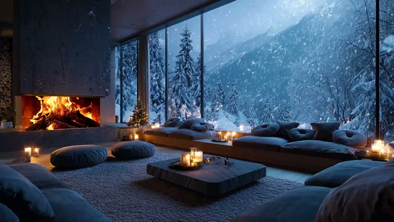 Winter Wind Outside and Fireplace Inside for Deep Sleep, Comfort and Mental Relaxation