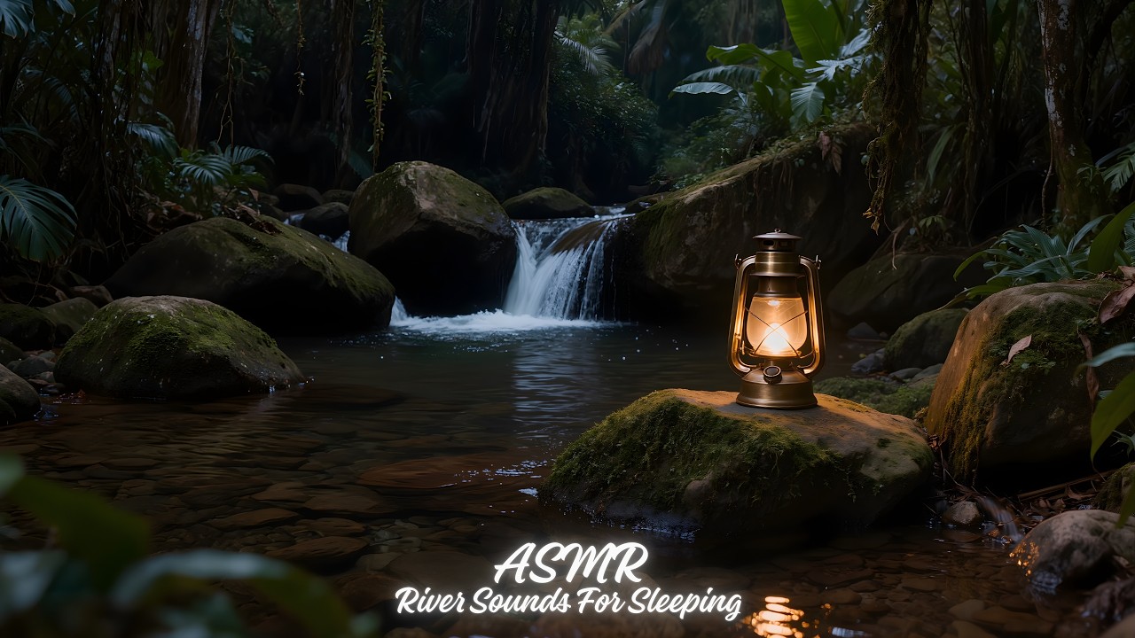 Peaceful Forest River Sounds | Dark Screen Sleep Aid | Relaxing Water Therapy