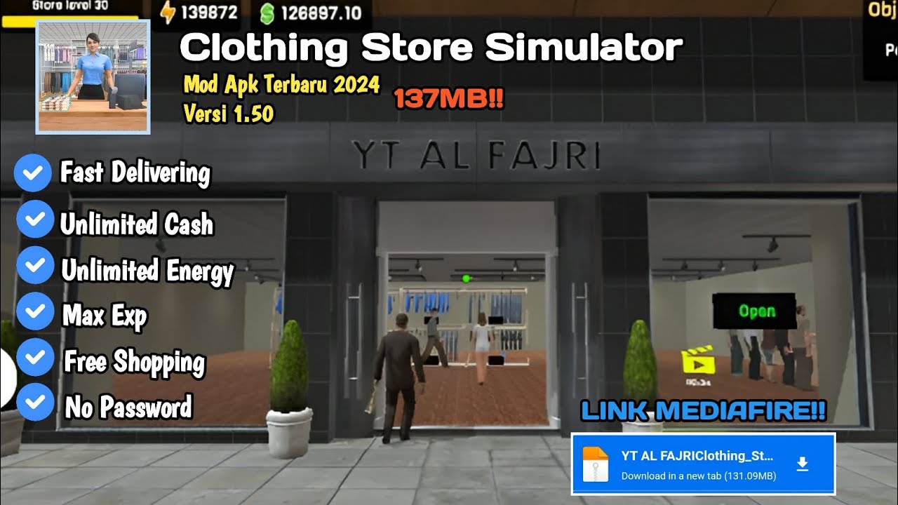 Clothing Store Simulator Mod Apk Terbaru Versi 1.50 Lates Version || Unlimited Money , Free Shoping