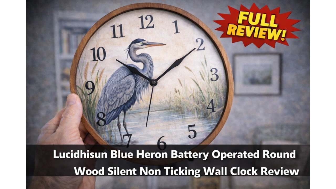 🕰️ Lucidhisun Blue Heron Battery Operated Round Wood Silent Non-Ticking Wall Clock Review 🐦