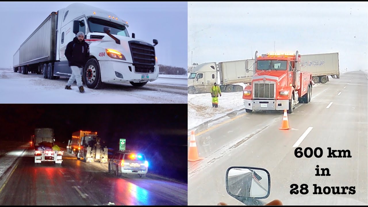 Driving Truck on Black ice 😱 Dangerous Snow Storm | canada truck driver