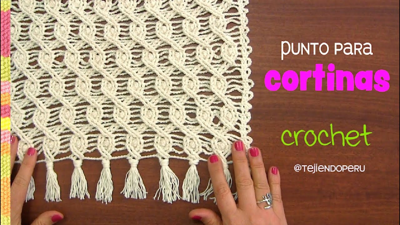 Cortina tejida a crochet en punto entrelazado calado / Tejiendo Perú