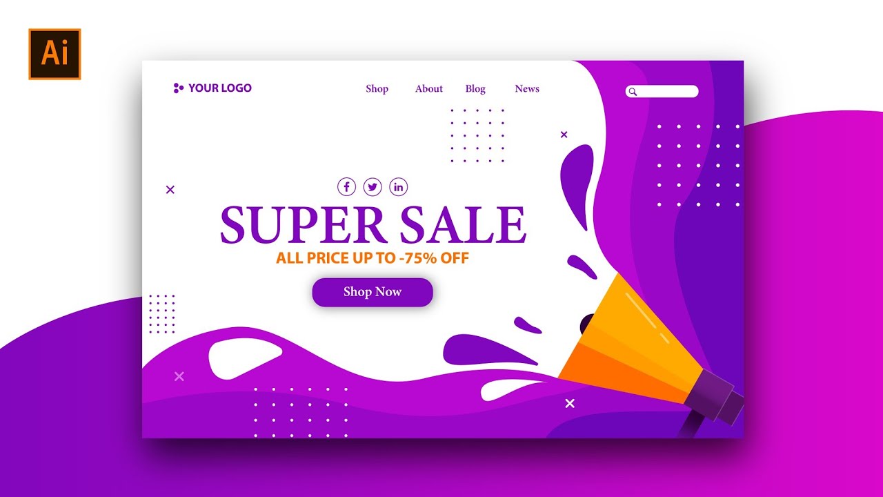 Web Landing Page Design in Adobe Illustrator CC | speedart