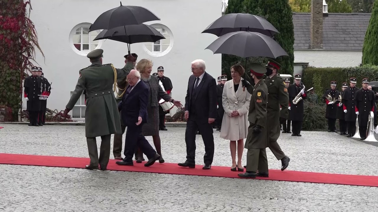 President Higgins welcomes H.E. Mr. Frank-Walter Steinmeier, and Ms Elke Büdenbender, to Ireland