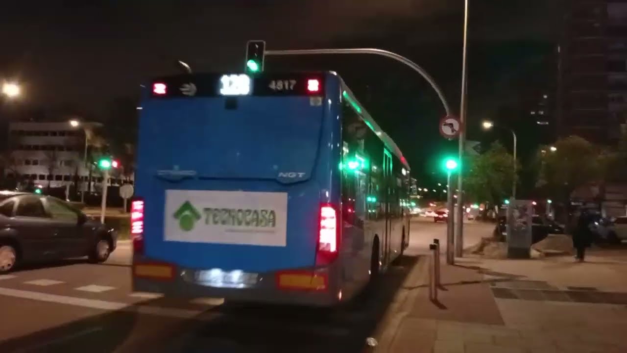 Here is the EMT bus 4817 on the number 128 in Madrid Saturday 14 March 2026