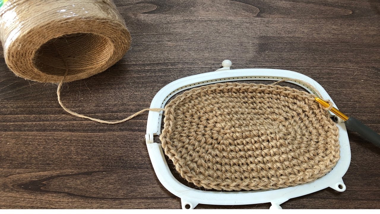 【かぎ針編み】大きながま口の底の編み方☆Crochet Bottom of Frame Purse