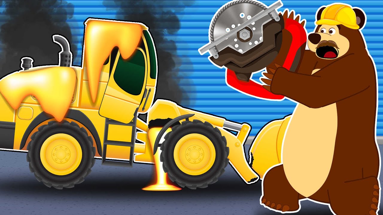 Bear Fixes the Melting Construction Vehicle 🚜🔥|  Heavy Machinery |  Vehicles Funny Animation