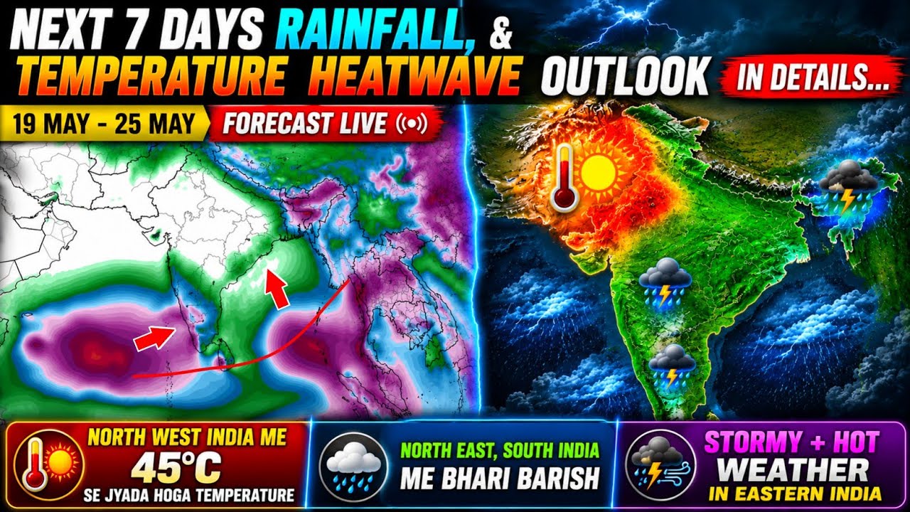 India Weather Update: Monsoon Near Kerala? | Next 7 Days Rainfall & Dangerous Heatwave Update