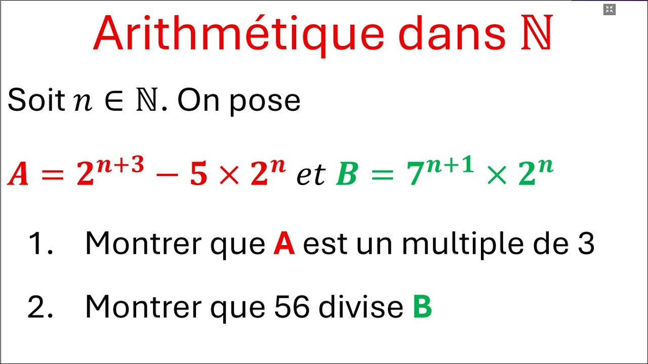 Arithmétique dans N - les diviseurs et les multiple - Tronc commun - contrôle 1