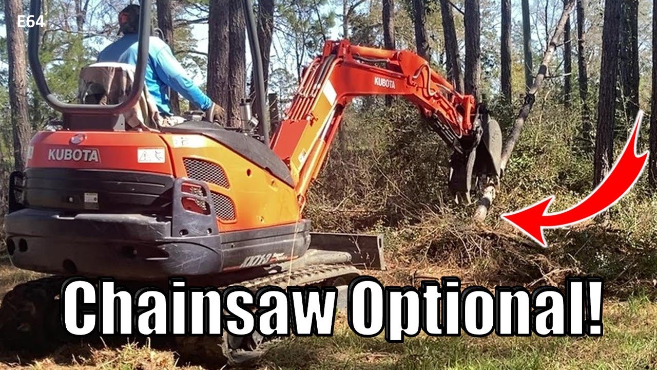 How to clear land with a mini excavator | Kubota KX71-3 | E64