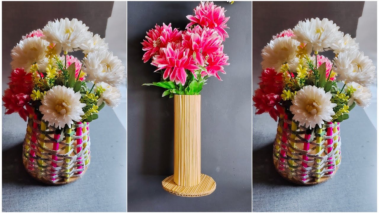 Unique Flower Vase Craft Using Recycled Newspaper And Cardboard | Best Out Of Waste | DIY Home Decor
