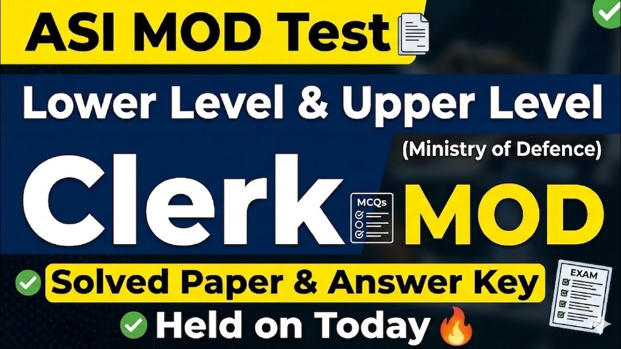 MOD ASI Test 2026 | LDC & UDC Clerk Solved Paper | Answer Key | Ministry of Defence