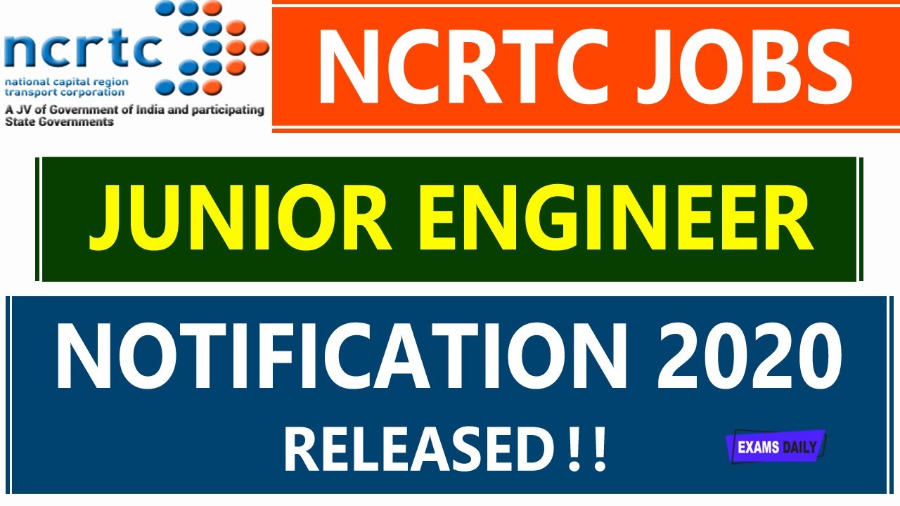NCRTC JE Recruitment 2020 &brvbar;&brvbar; NCRTC Junior Engineer Vacancy 2020 &brvbar;&brvbar; Latest Jobs 2020