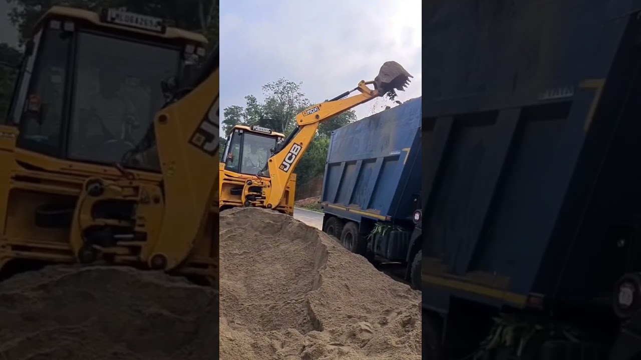 jcb loading sand into a dump truck #jcb #jcbatwork #jcb3dx #jcbloadingsand #jcbshort #jcbloading