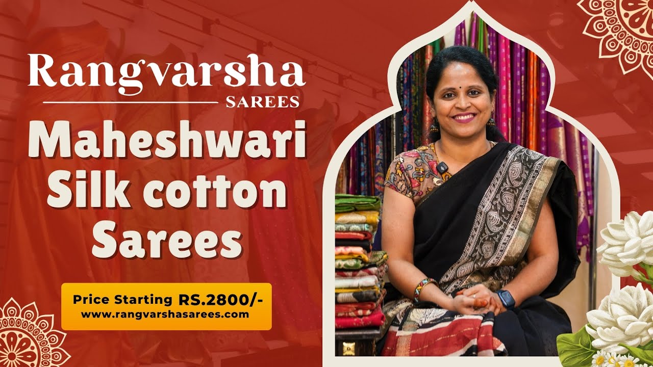 Maheshwari Sarees-Rangvarsha Sarees-Block printed maheshwari silk cotton sarees- 27th January 2025