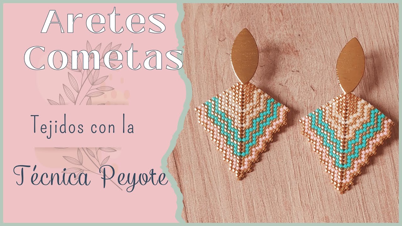 Aretes cometa vintage tejidos con miyuki técnica peyote triangular