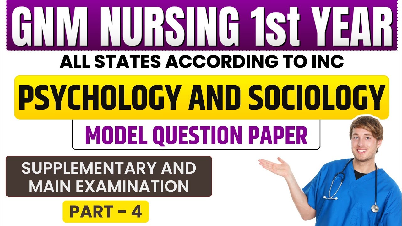 GNM Nursing 1st Year Psychology & Sociology Model Questions Paper 2025 // Behavioural science paper