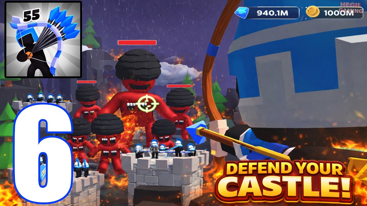 Merge Archers Bow and Arrow – Gameplay Walkthrough Part 6 | Defend Your Castle vs Giant Boss Wave