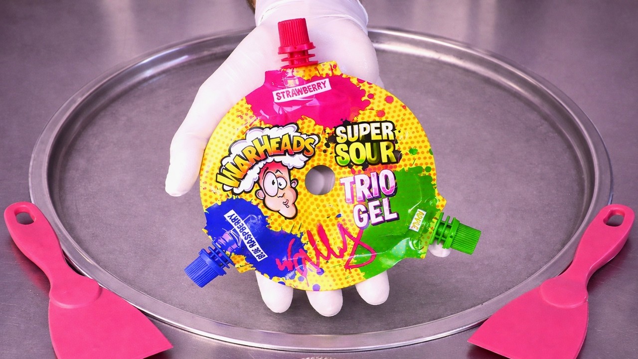 Warheads Super Sour Gel - Ice Cream Rolls (ASMR)