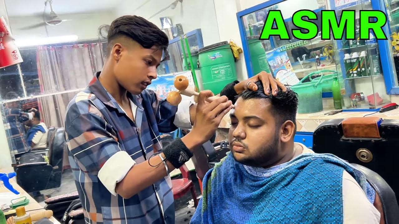 Kid Barber's Best Traditional Head Massage with Multiple Tools For Relaxing | ASMR For Better Sleep