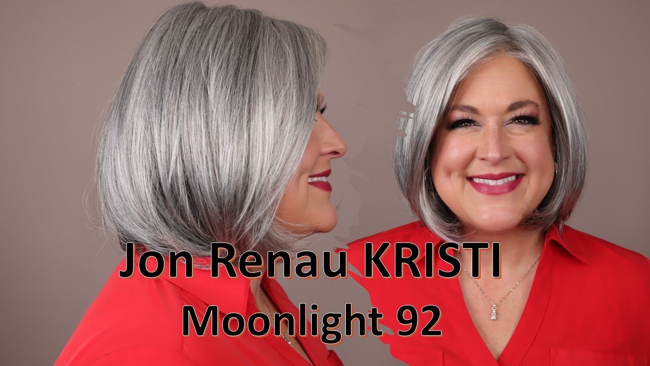 Jon Renau Kristi in the NEW COLOR MOONLIGHT 92!  Beautiful SILVER GRAY on a hand-tied BOB wig