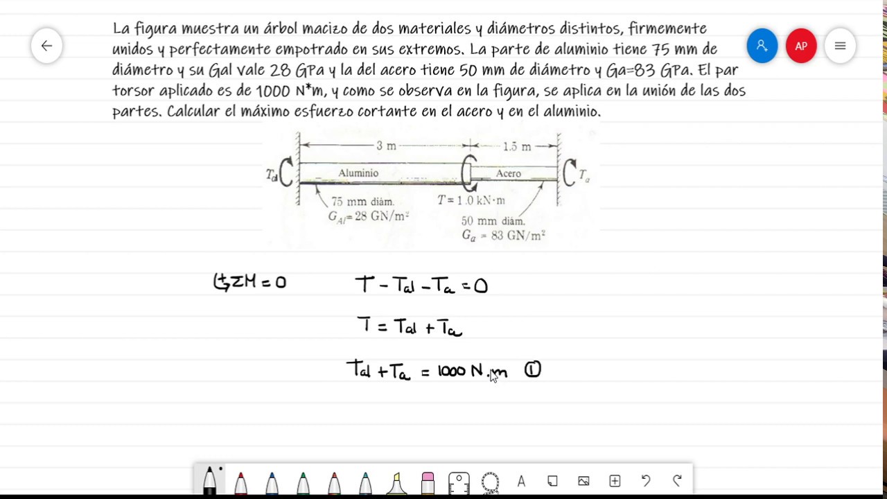 Mecánica de Materiales | Torsión | Ejes Sólidos y Huecos | Estáticamente Indeterminado