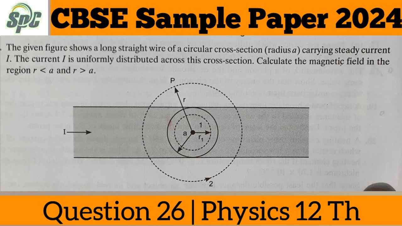 Q26 The given figure shows a long straight wire of a circular cross section ( radius a ) carrying st