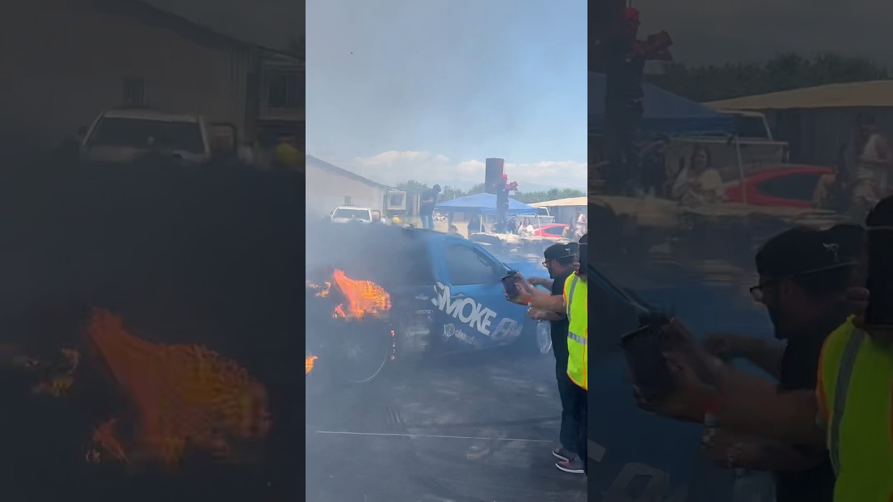 ISMAEL JAY PLAYING BUMPER CARS WHILE ON FIRE ! #shorts #shorts #burnout #onfire #lit #drift #smokeem