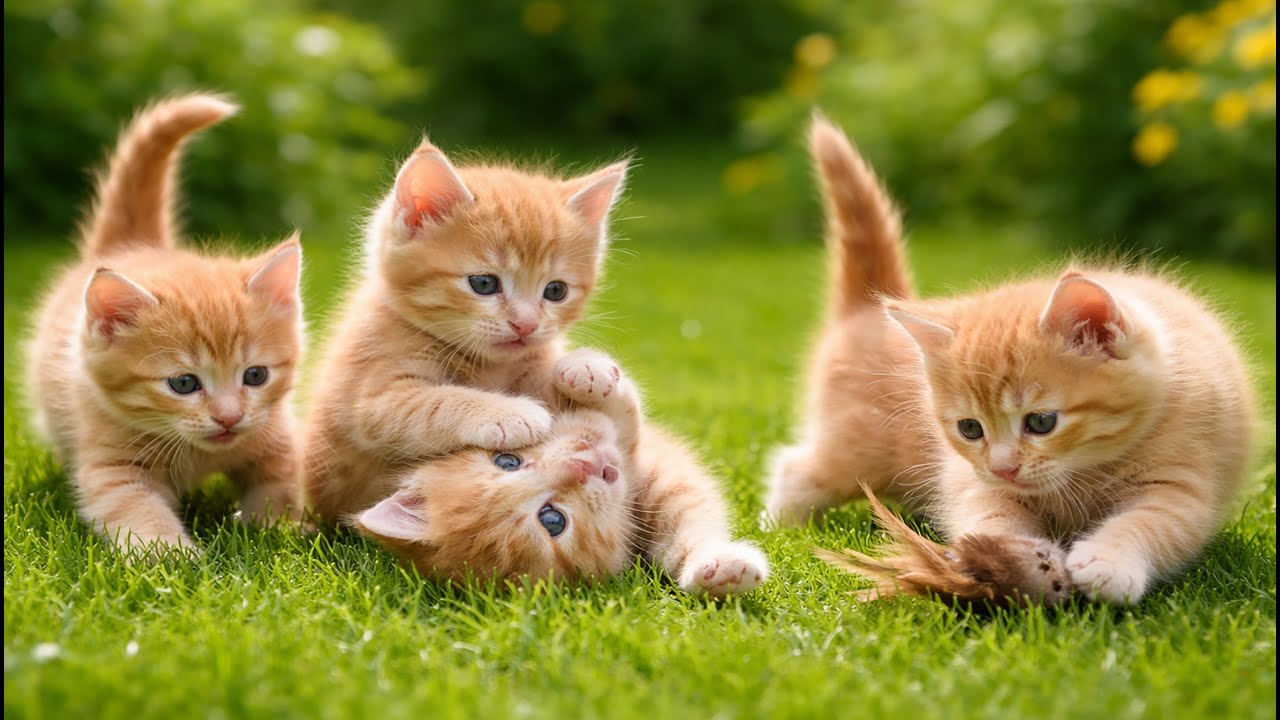 🐾😂 Funny Colorful Kittens Running Around the Garden | Cute Cat Moments | Colorful Cat Clips