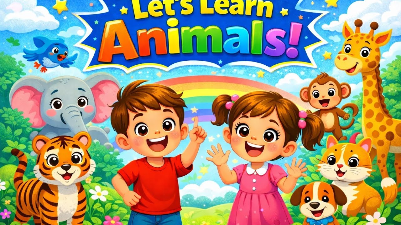 Let’s Learn Animals 🐯🦒 |🌈 Animal Names for Kids | Fun Learning Video