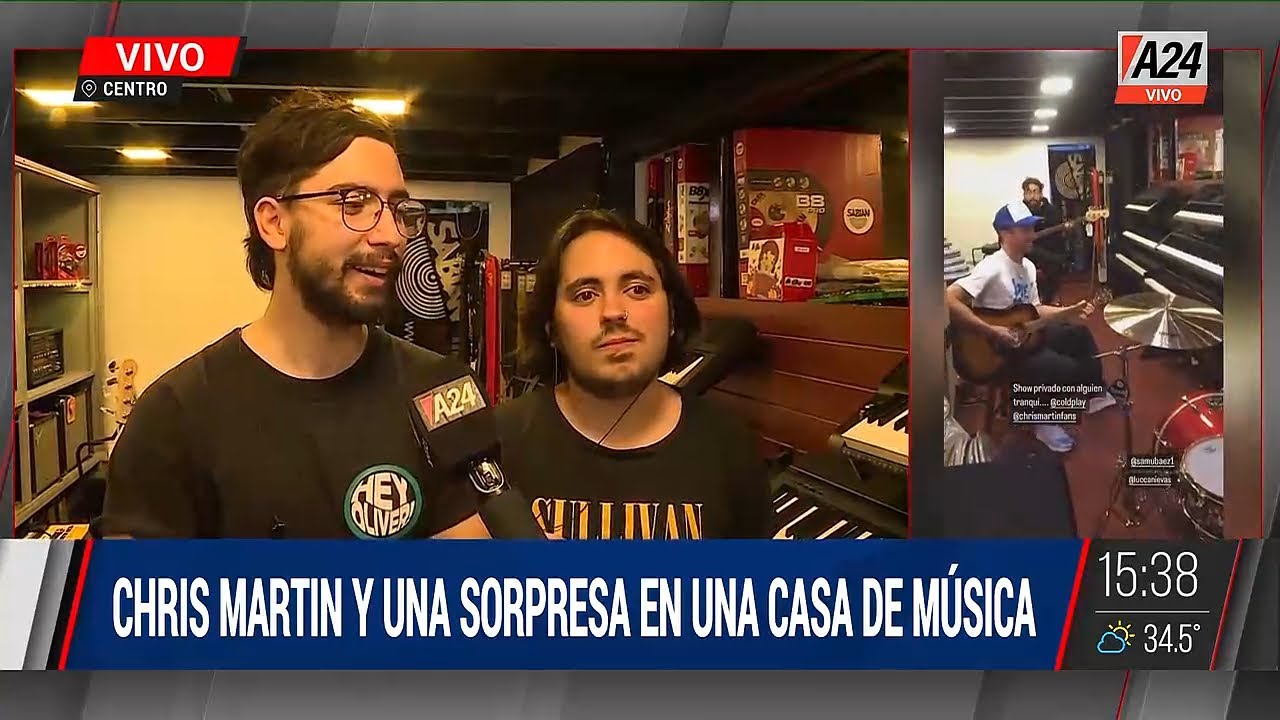 Chris Martin, el cantante de Coldplay, apareció de sorpresa en un local de música de Buenos Aires 🤩