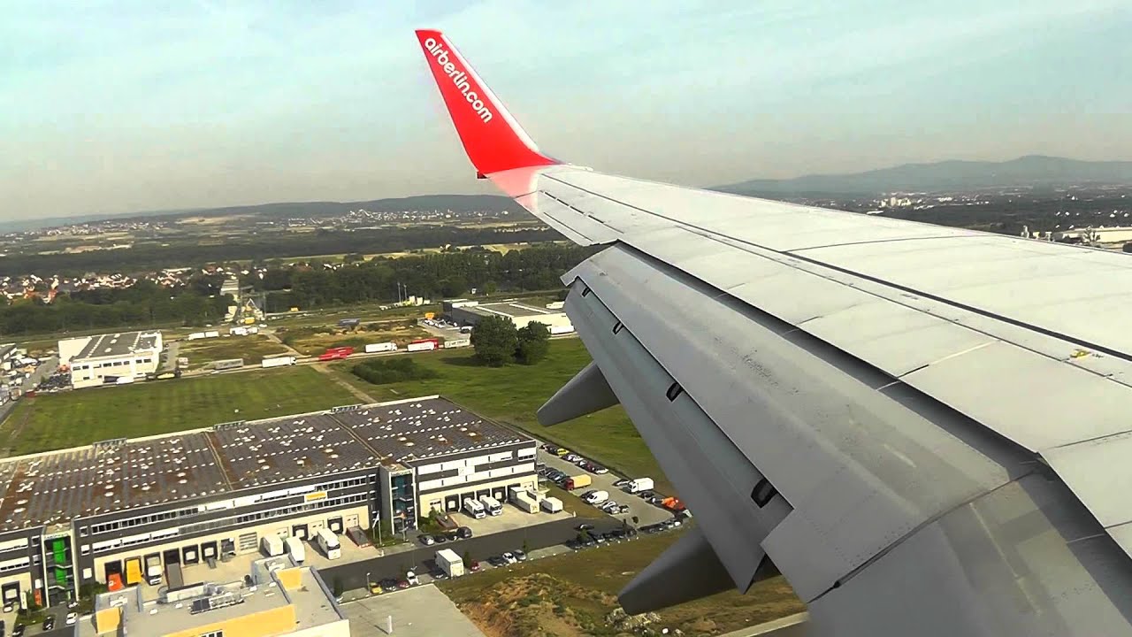 airberlin 737 700 wonderful approach / landing at Frankfurt Airport runway 07L | HD